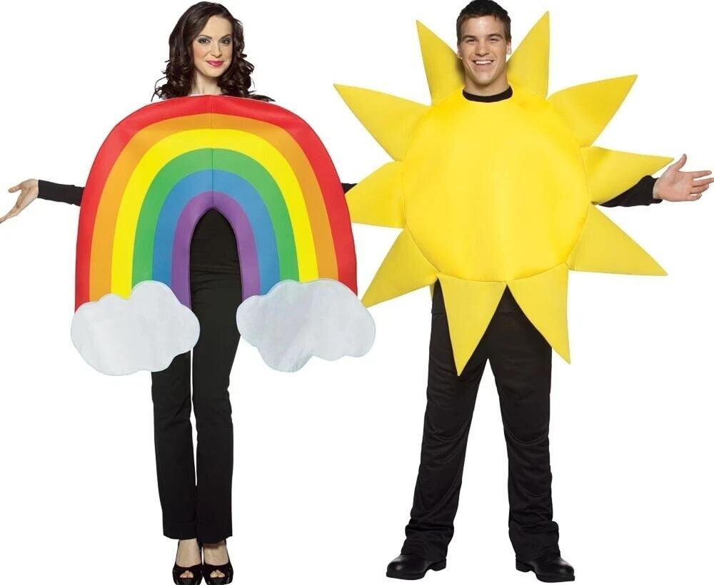 Rainbow and Sun Couples Adult Costume Halloween